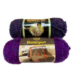 Homespun Lion Brand Lot 2 Mixed Yarn #421 Purple Haze #336 Barrington Yarn New